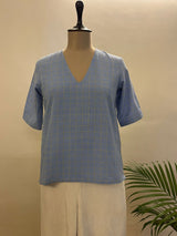 Blue Checkered short top