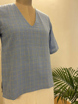 Blue Checkered short top