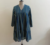 BLUE GREEN STRIPES JAMDANI DRESS