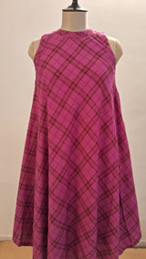 Dark Pink Checkered Khadi Midsummer Dream Dress