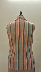 Pink Green Stripes Khadi Magomeni Co-ord Set