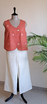 Geometric Floral Jamdani Waistcoat