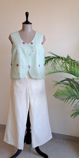 Light Green Jamdani Waistcoat