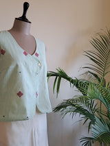Light Green Jamdani Waistcoat