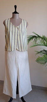 Yellow & Grey Stripes Khadi Waistcoat