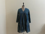 BLUE GREEN STRIPES JAMDANI DRESS