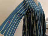 BLUE GREEN STRIPES JAMDANI DRESS