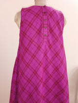 Dark Pink Checkered Khadi Midsummer Dream Dress