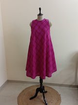 Dark Pink Checkered Khadi Midsummer Dream Dress