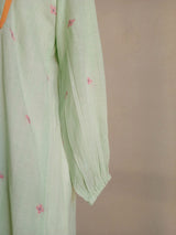 Pista Green Jamdani Apple Jam Dress