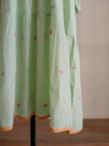 Pista Green Jamdani Apple Jam Dress