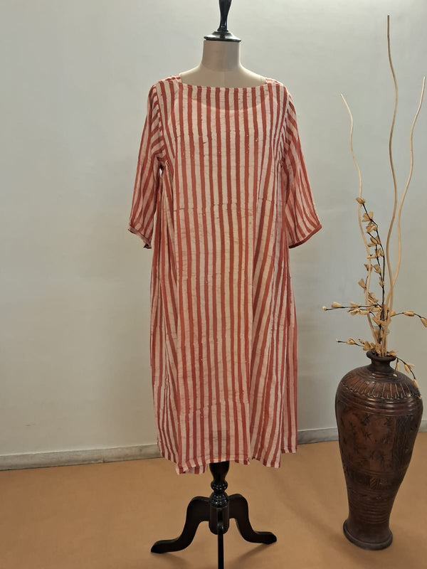 The Cloudy Striped Dress in Red