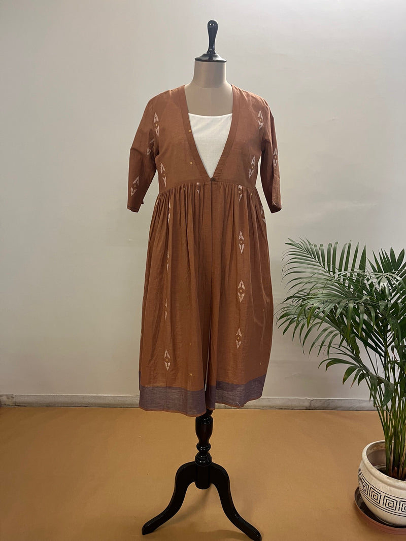Brown Jamdani Jacket Set