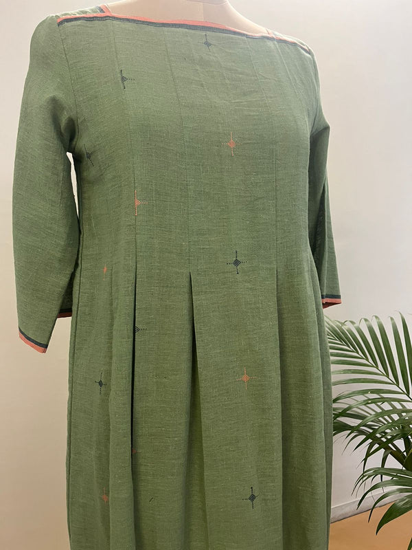 Green Pleated Dress
