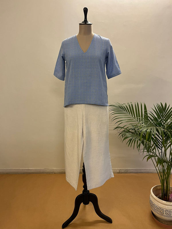 Blue Checkered short top