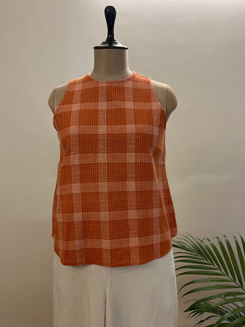 Orange Checkered Short Top