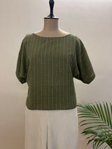 Dark Green Striped Short Top