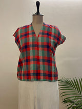Red Checkered short top
