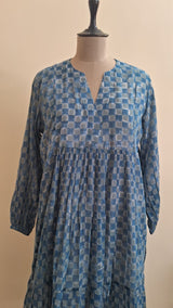 Indigo Grey Chex Apple Jam Dress