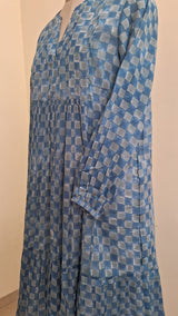 Indigo Grey Chex Apple Jam Dress
