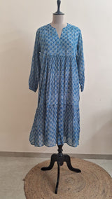 Indigo Grey Chex Apple Jam Dress