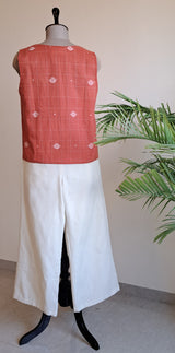 Geometric Floral Jamdani Waistcoat