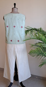 Light Green Jamdani Waistcoat