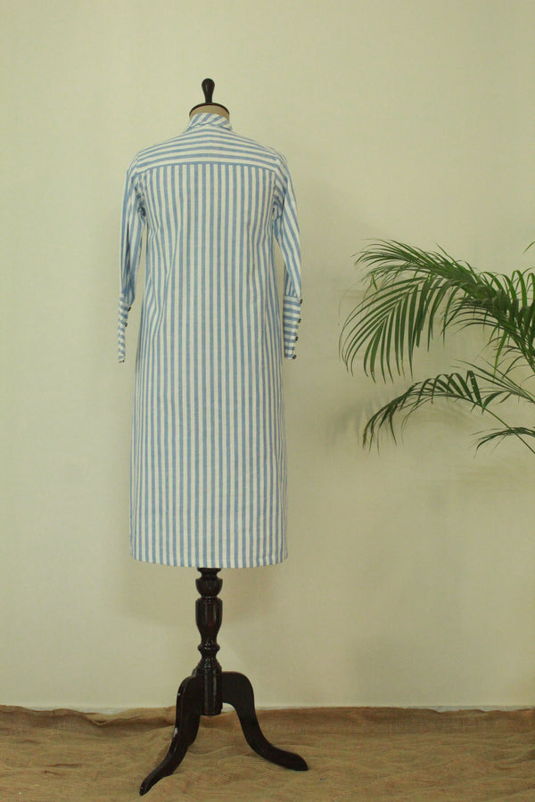 Blue Striped Shirt Dress