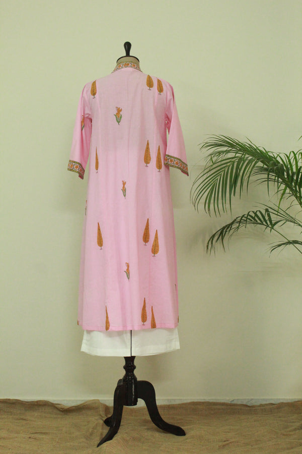 Pink Leaf Jaipuri Kurta