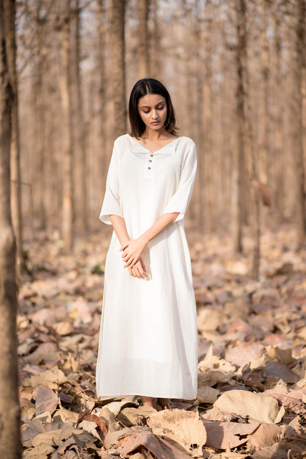 White Dress with Buttons