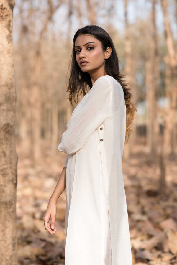 White Dress with Side Slit