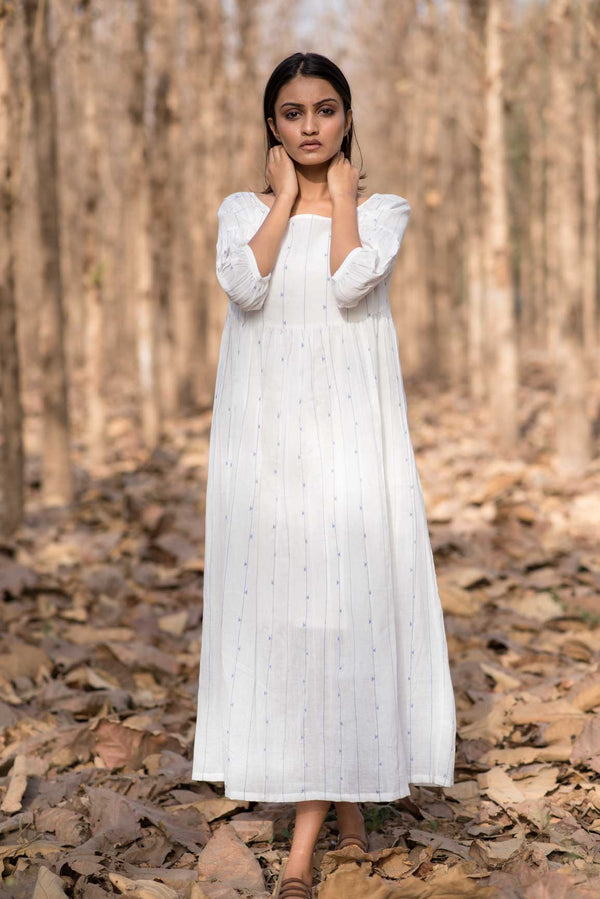 White Khadi Jamdani Dress