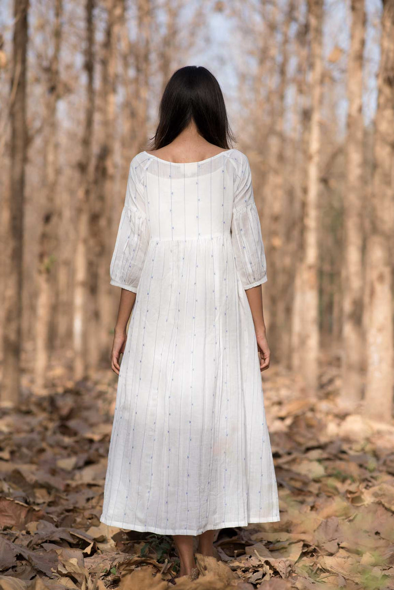 White Khadi Jamdani Dress