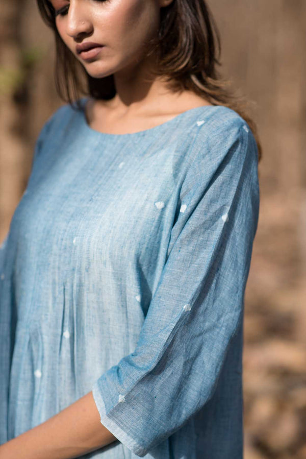 Blue Khadi Jamdani Tunic