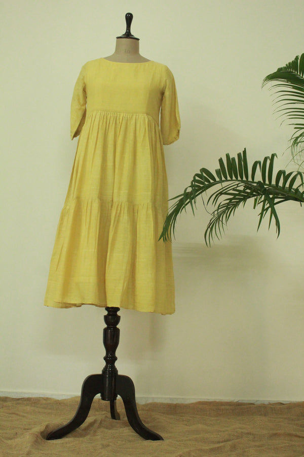 Mustard Yellow 3 Tiered Dress