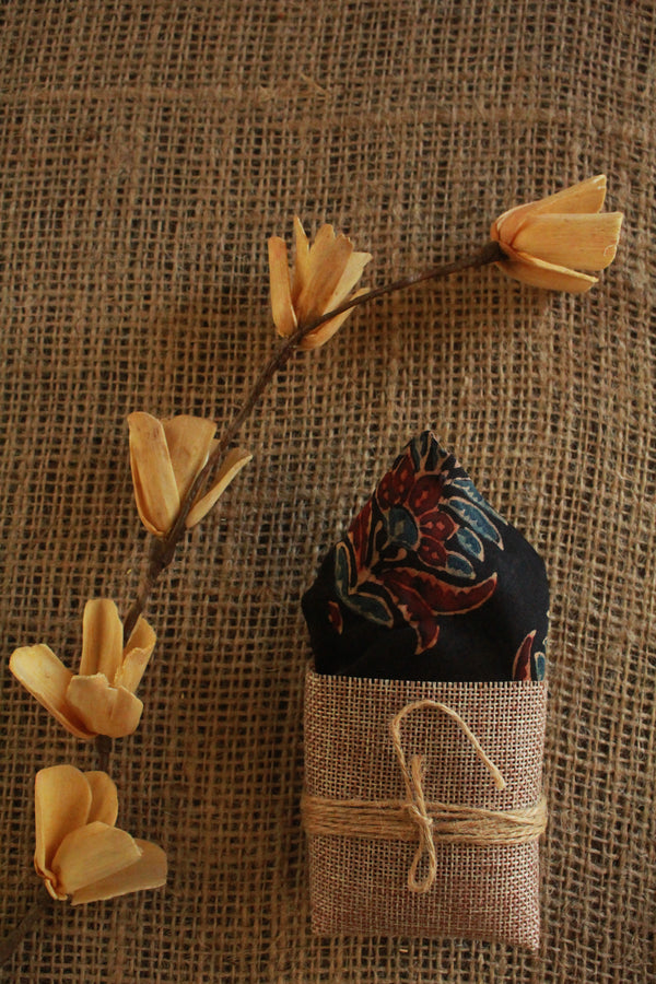 Ajrakh Black Pocket Square