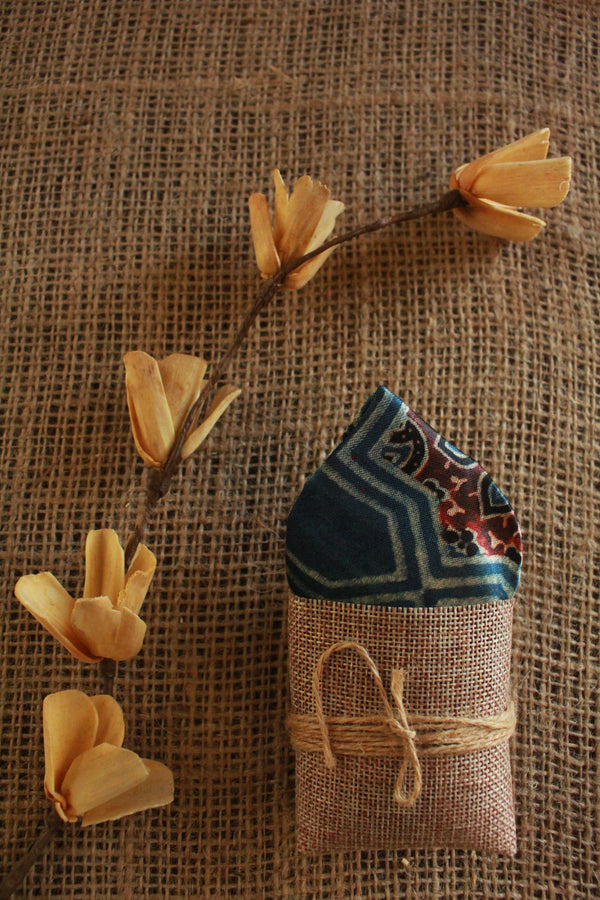 Ajrakh Denim Blue Pocket Square