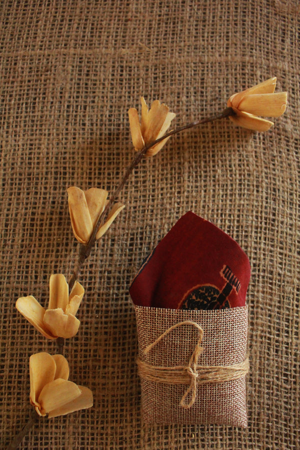 Maroon Ajrakh Pocket Square