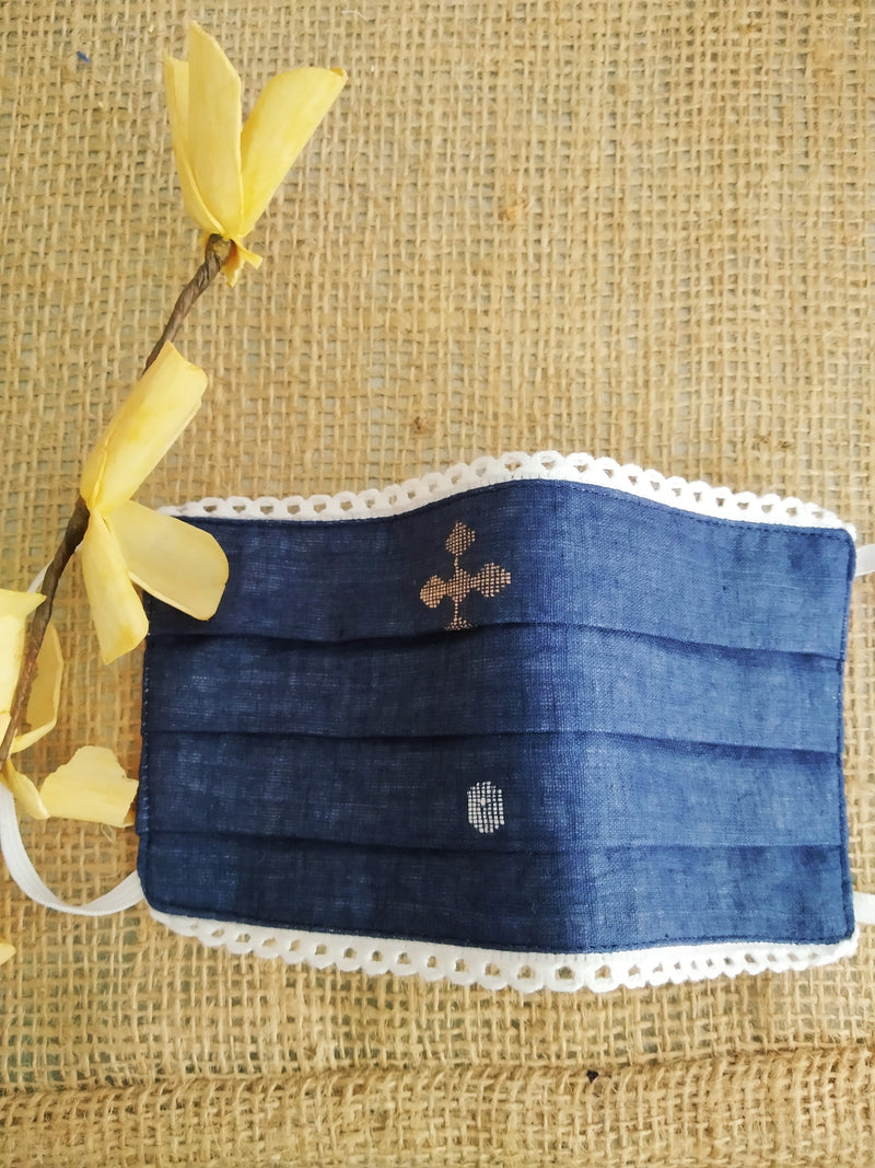 Navy blue jamdani mask