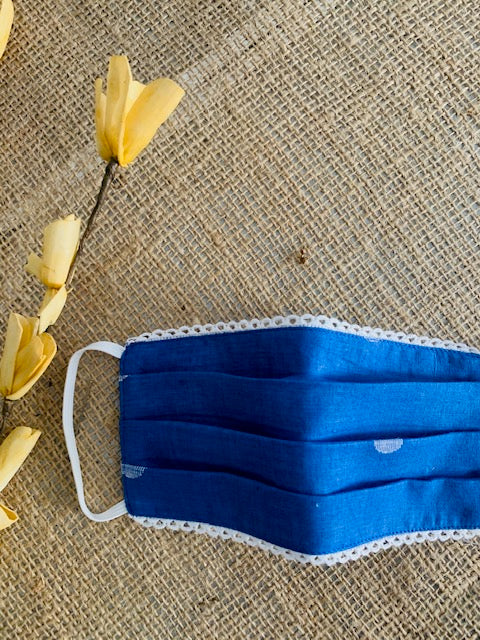 Blue Jamdani Polka Dots Mask